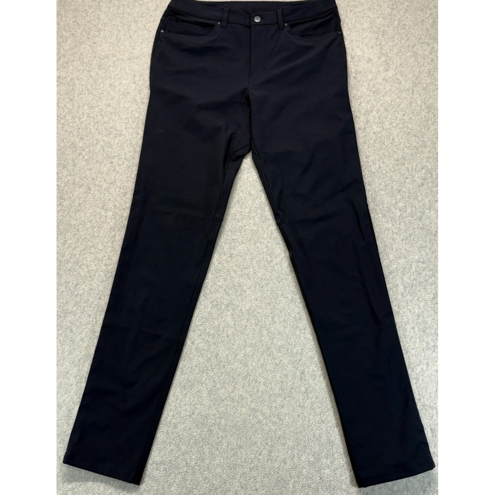 Lululemon Mens ABC Slim Fit Chino Pants Black‎ 5-Pocket Flat Front Logo Size 32